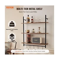 Slickblue Industrial Pipe Wall-Mounted Shelf 2 Tier Storage Rack for Kitchen and Bedroom