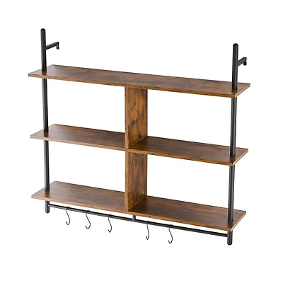 Slickblue Industrial Pipe Shelf 3 Tier Wall-Mount for Kitchen Bedroom