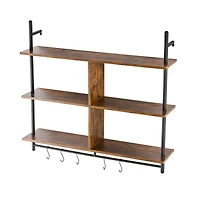 Slickblue Industrial Pipe Shelf 3 Tier Wall-Mount for Kitchen Bedroom