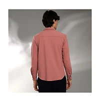 Campus Sutra Men's Salmon Pink Stripe-Creased Shirt