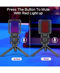 ZealSound Gaming Usb Microphone for Pc,Rgb Condenser Computer Mic w/ Tripod Stand,Gain Control for Gaming,Streaming,Podcasting,Asmr,Cardioid Mic Kit