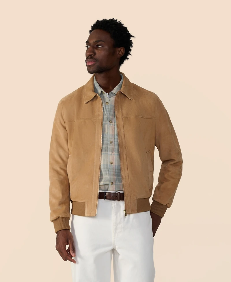 Furniq Uk Men's Men s Suede Bomber Jacket, Created for Macy