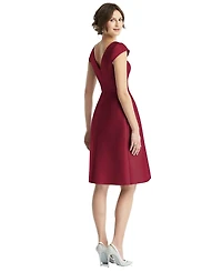 Alfred Sung Women's Cap Sleeve Pleated Cocktail Dress with Pockets