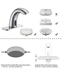 Aquaterior 5" Touchless Bathroom Faucet with Rectangle Vessel Sink Auto Sensor