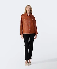 Furniq Uk Women's Leather Shirt Jacket