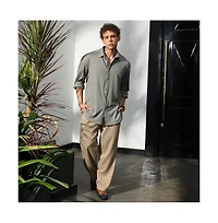 Campus Sutra Men's Ash Grey Stripe-Textured Shirt