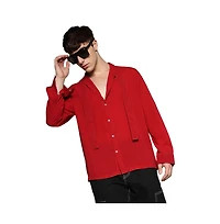 Campus Sutra Men's Crimson Red Slash Collar Shirt
