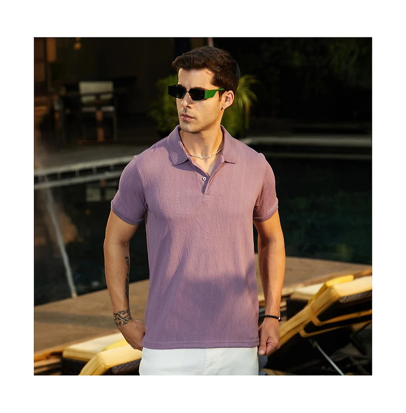 Campus Sutra Men's Beaver Brown Spirit Weave Polo T-Shirt