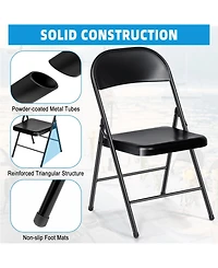 Sugift 4-Pack Heavy Duty Folding Chairs – 450lb Capacity Commercial-Grade Steel Frame Chairs for Events, Parties & Offices (Black)