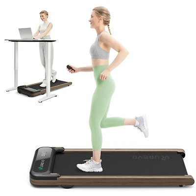 Urevo Smart Walking Pad, Compact Under Desk Treadmill with Double Shock Absorption, Quiet Operation, Workout App with Track Insights and Miit Mode, Pl