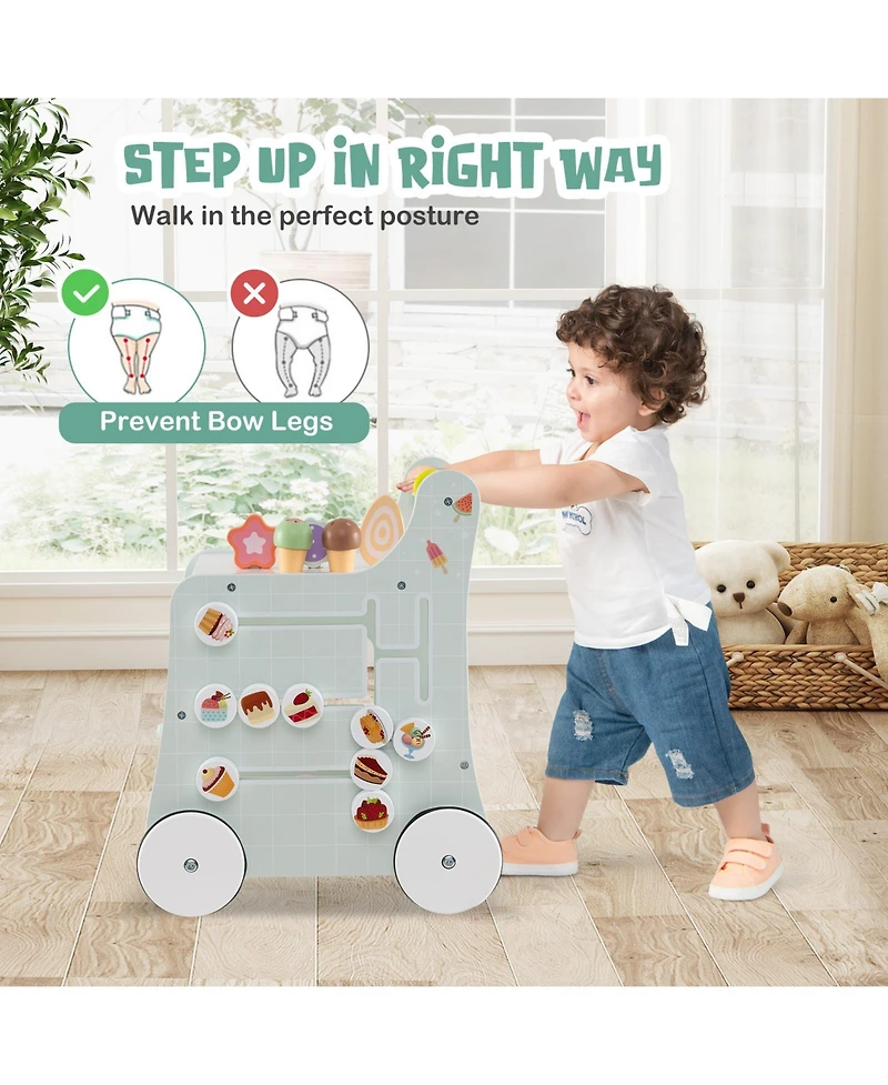 Slickblue Kids 2-in-1 Walker with Storage and Ice Creams for 1+ Years Old