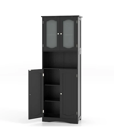 Slickblue Bathroom Storage Cabinet with Frost Glass Doors and Shelves