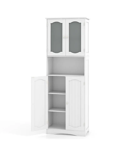 Slickblue Bathroom Storage Cabinet with Frost Glass Doors and Shelves