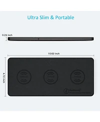 ZealSound Wireless Charging Pad Ultra-Slim Triple Charger Station for Multiple 3 Device & New Airpods Ultra Slim Pu Leather Mat W/Ac Adapter for Phone