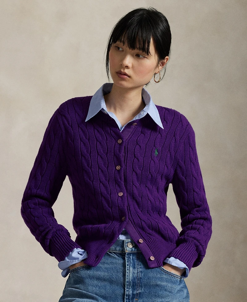 Polo Ralph Lauren Women's Cable-Knit Cotton Crewneck Cardigan