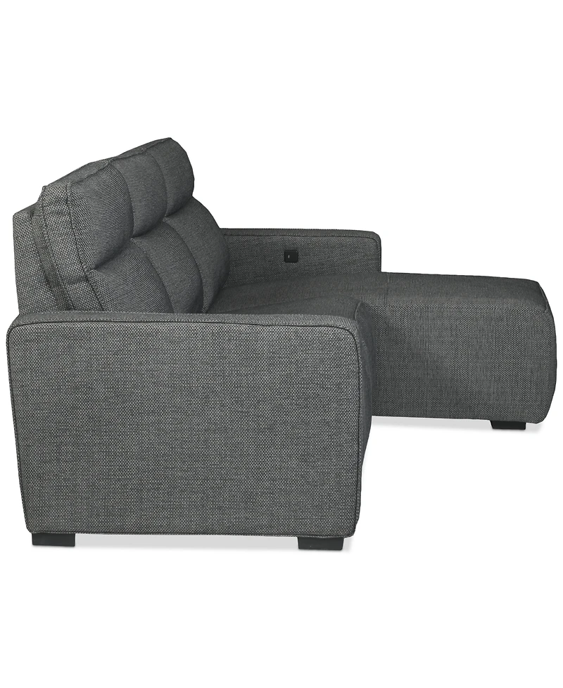 Miren -Pc. Fabric Chaise Sectional with 2 Power Headrest Recliners