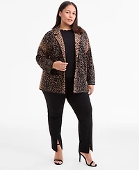 Ak Anne Klein Plus Printed Open-Front Coatigan