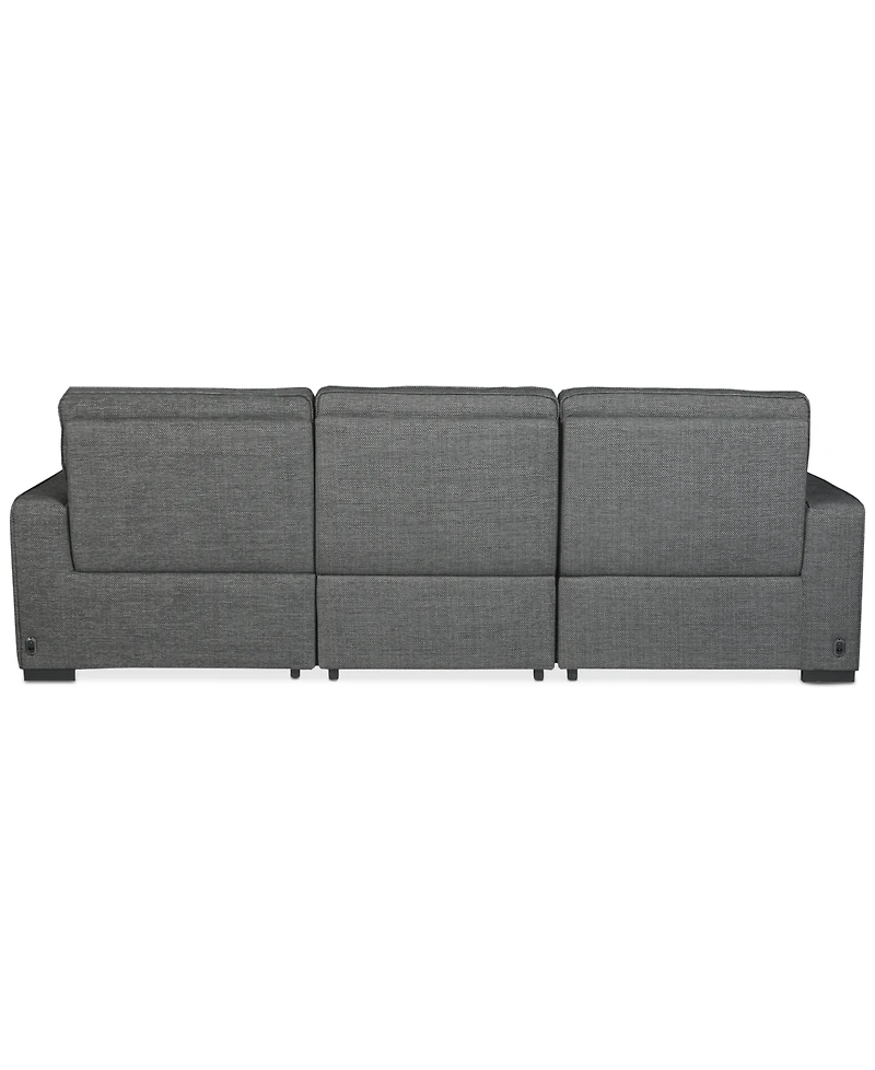 Miren 3-Pc. Fabric Chaise Sectional with 1 Power Headrest Recliner, Exclusively at Macy's