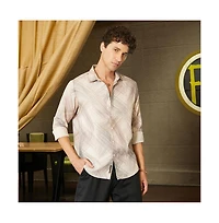 Campus Sutra Men's Saltbox Beige Faded Strokes Shirt