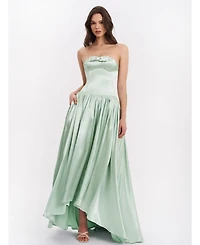 Miss Circle Women's Lael Mint Green Back Button Trailing Gown