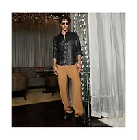 Campus Sutra Men's Metallic Black Metallic Blushed Shirt