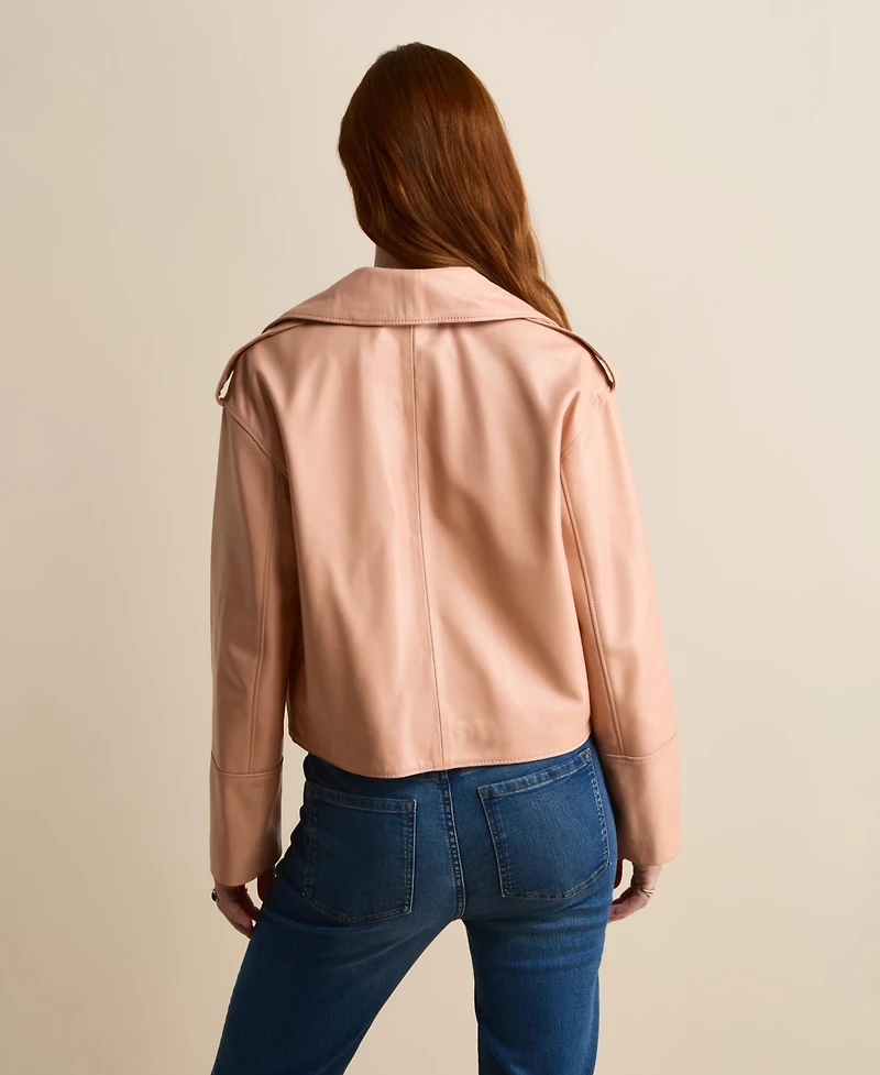 Furniq Uk Women's Leather Cropped Trench Style Jacket, Created For Macy's