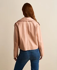 Furniq Uk Women's Leather Cropped Trench Style Jacket, Created For Macy's