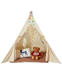 Foldable Kids Teepee Play Tent with Mat Plush Balls and Windows for Ages 1 to 5