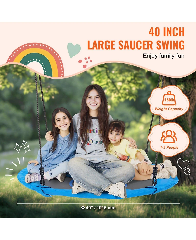 Slickblue Toddler Oxford Fabric Tree Saucer Swing Outdoor Hanging Swing for Backyard and Garden