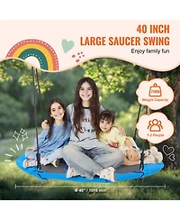 Slickblue Toddler Oxford Fabric Tree Saucer Swing Outdoor Hanging Swing for Backyard and Garden