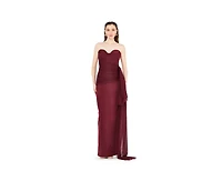Amri Women's Sweetheart Ruched Tulle Column Gown Crepe