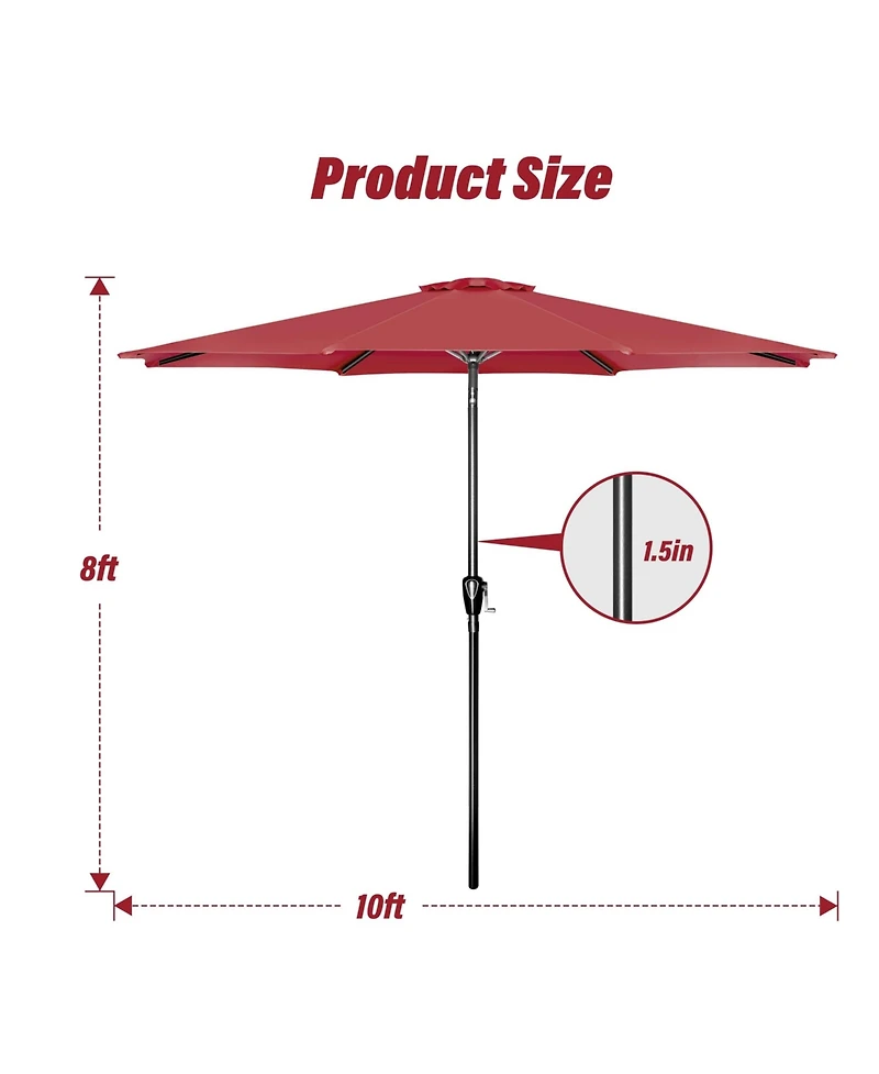 Flynama One 10' Patio Umbrella Outdoor Table Market Yard Umbrella with Push Button Tilt/Crank