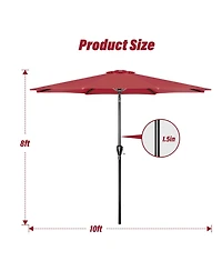 Flynama One 10' Patio Umbrella Outdoor Table Market Yard Umbrella with Push Button Tilt/Crank