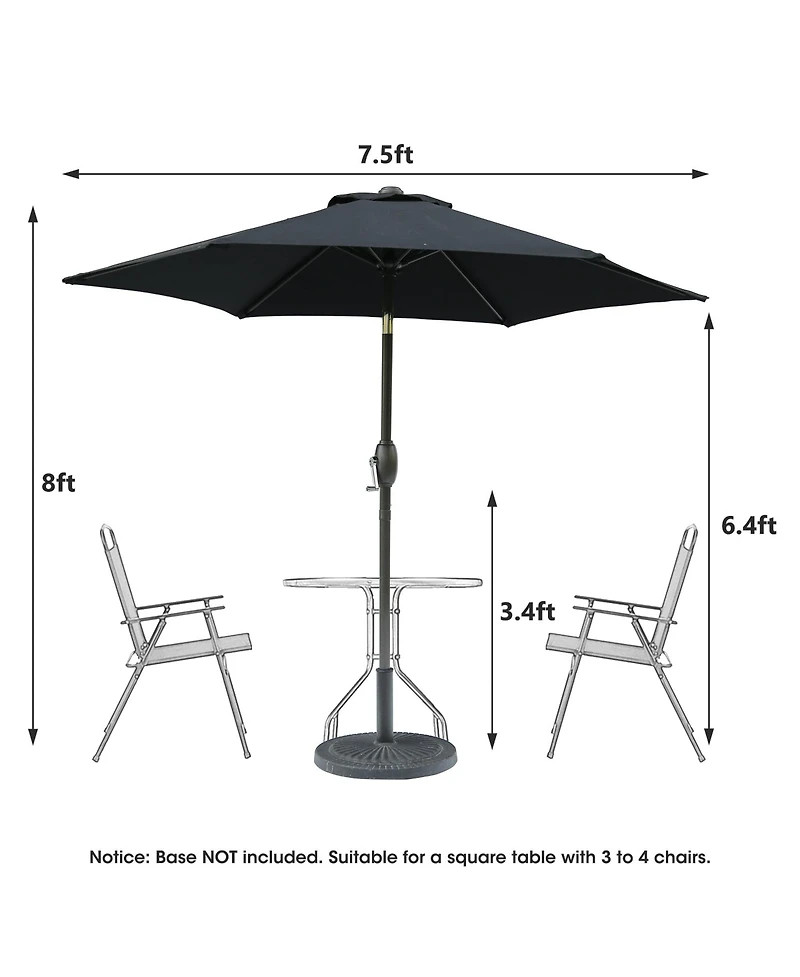 7.5ft 7.5ft Patio Umbrella with Crank and Push Button Tilt, Outdoor Table Market Umbrella with Aluminum Pole