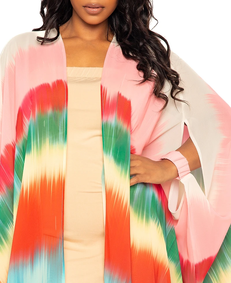 Buxom Couture Women's Ombre Stripe Robe with Wrist Band