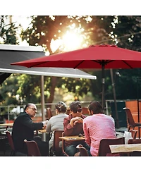 Flynama One Simple Deluxe 9ft Outdoor Market Table Patio Umbrella with Button Tilt, Crank and 8 Sturdy Ribs for Garden