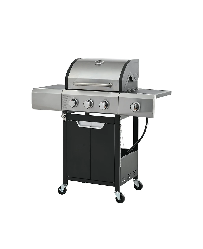 Mondawe 3 Burner 40,500 Btu Stainless Steel Barbecue Gas Grill with Side Burner