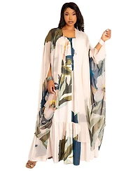 Buxom Couture Plus Size Floral Robe with Wrist Band