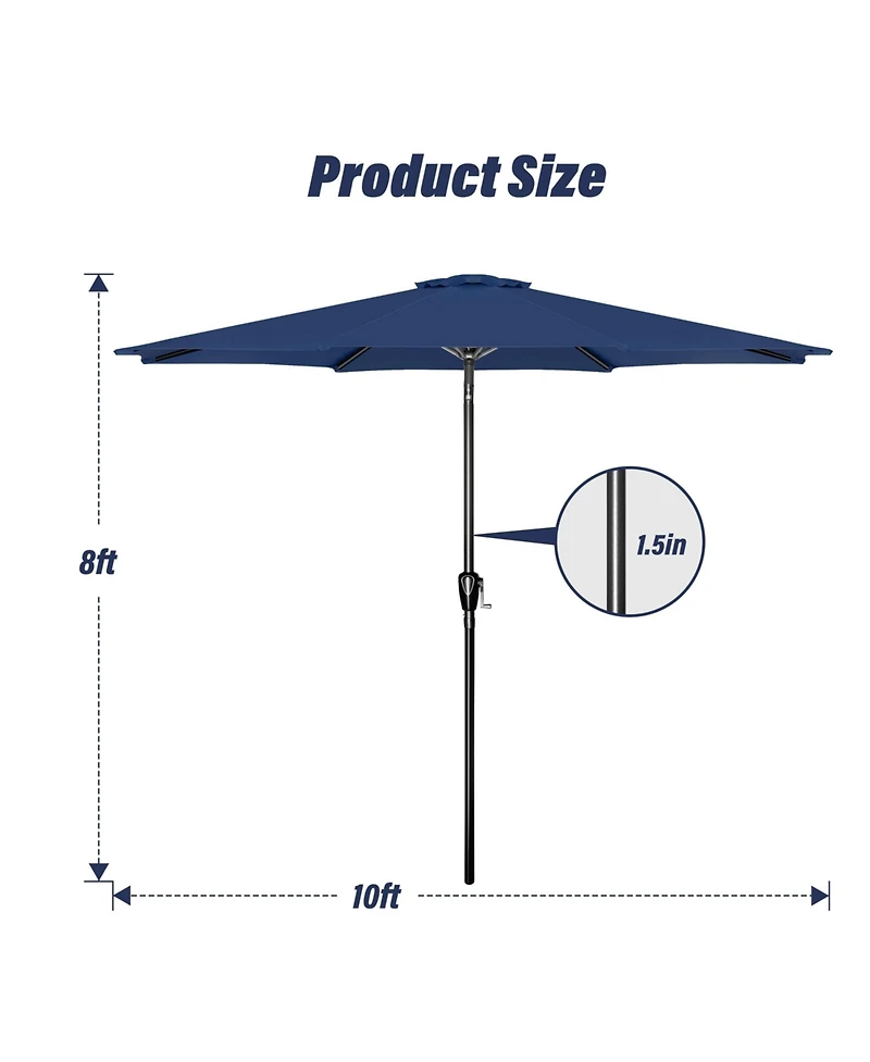 One 10' Patio Umbrella Outdoor Table Market Yard Umbrella with Push Button Tilt/Crank