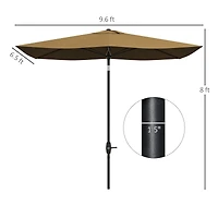 Flynama Outsunny 6.5' x 10' Rectangular Market Umbrella, Patio Outdoor Table Umbrella with Crank and Push Button Tilt