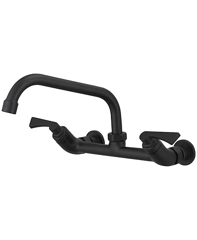 Greenspring 2-Handle Commercial Sink Faucet with 8" Swivel Spout Center Wall Mount Kitchen Polished Chrome