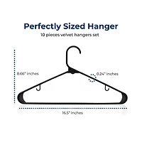 SereneLife 10 Pcs. Plastic Hangers - Non-Slip, Sturdy, and Heavy Duty Coat Set with 360° Swivel Hook for Clothes (Black