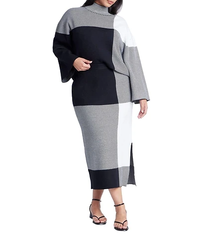 Eloquii Women's Intarsia Sweater Skirt