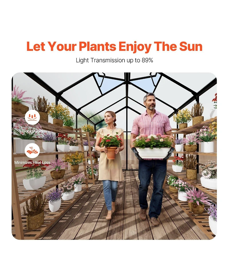 Slickblue Polycarbonate Greenhouse Outdoor Walk-in Greenhouse for Garden