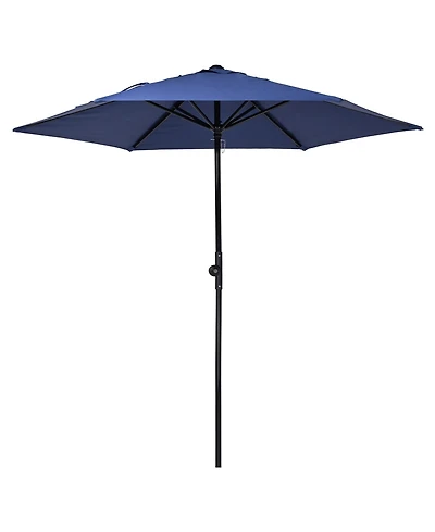 Yescom 7.5 Ft Outdoor Patio Umbrella 6 Ribs with Scale Tilt Button Strap UV30+ Sunshade Garden Parasol for Yard Deck Market Pool Navy Blue