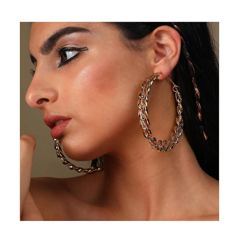 Sohi Women's Gold Chain Hoop Earrings