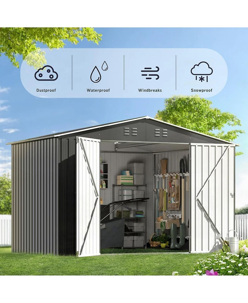 Mondawe 8FT x 10FT & Outdoor Storage Tool House with Lockable Door & Shutter Vents