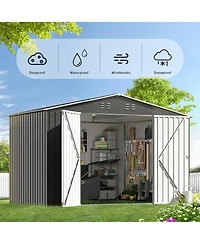Mondawe 8FT x 10FT & Outdoor Storage Tool House with Lockable Door & Shutter Vents
