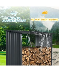 Mondawe 3ft x 5ft Outdoor Meta Firewood Rack ,Open Wood Shed For Firewood