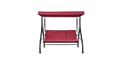 Slickblue 3-Seat Patio Swing Chair with Adjustable Canopy Removable Cushion and Steel Frame